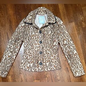 Tracy Reese 100% Wool Vintage Cheetah Leopard Animal Print Blazer Jacket Sz 2